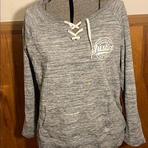 Gray justice sweatshirt